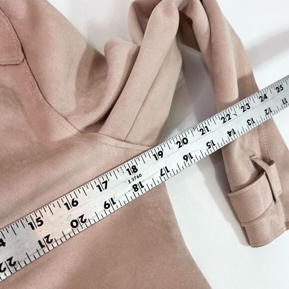 Zara Basic Trench Coat Womens Medium Light Pink Belted Double Breasted - Picture 5 of 10